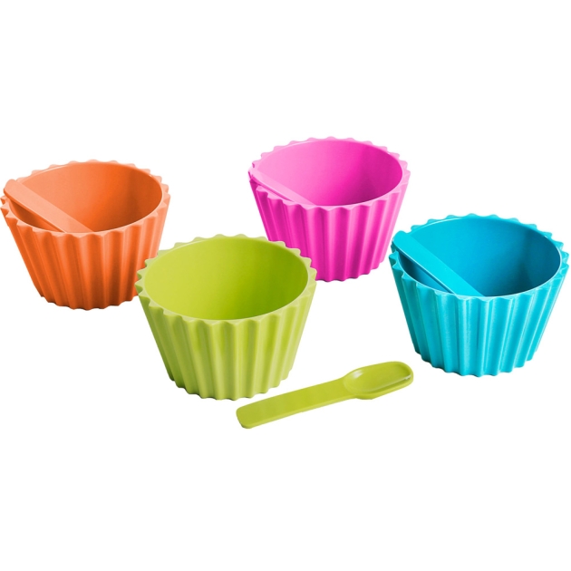 Glaskopper med ske 4-pak Ø 12 cm