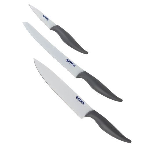 Gimex knivsæt med 3 dele i rustfrit stål