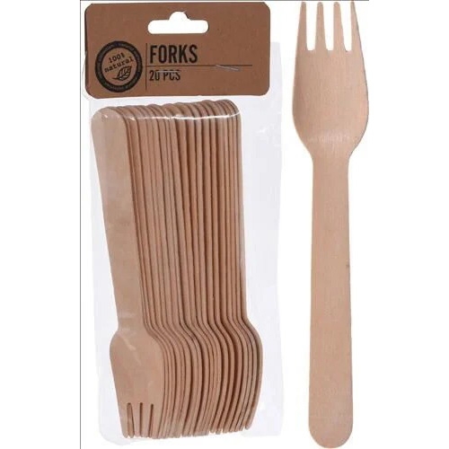 Eco engangsbestik gaffel, pakke med 20 stk., træ
