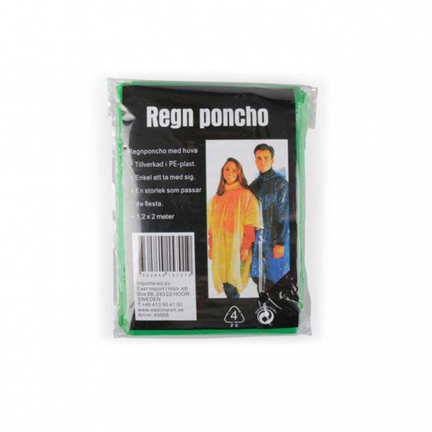 Regnponcho med hætte