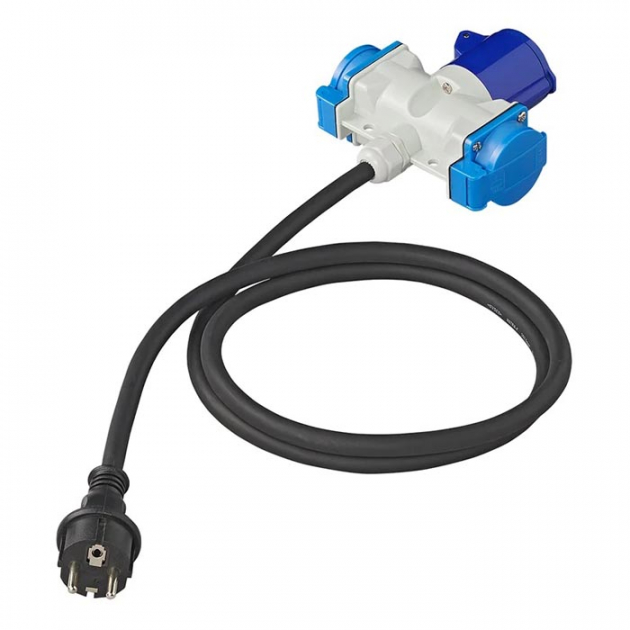 Proplus Adapter kabel 150cm fra Schuko stik til 1xCEE + 2xSchuko stikkontakt