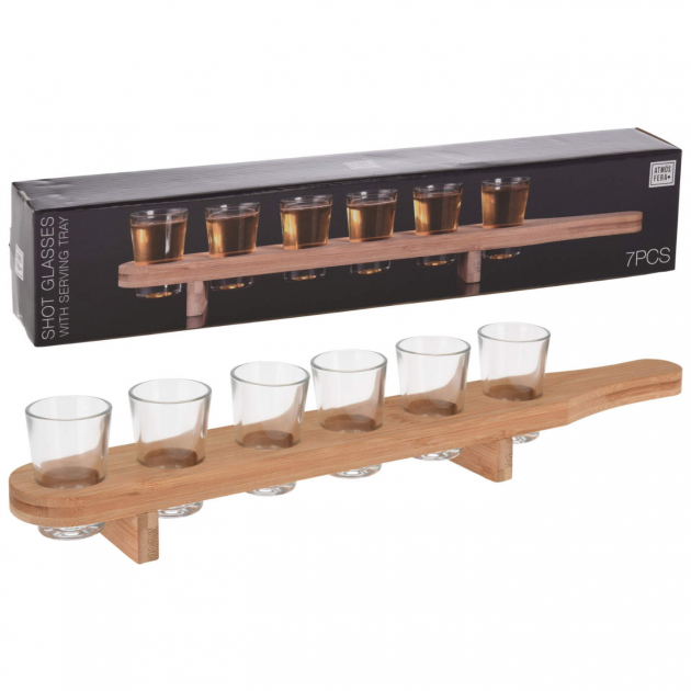 Shotbræt med 6 Glas