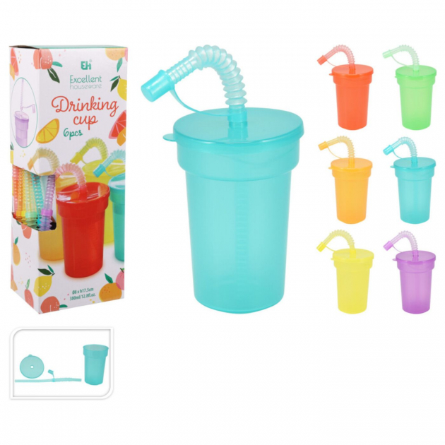 Krus Sæt Med Sugerør 6-Pak