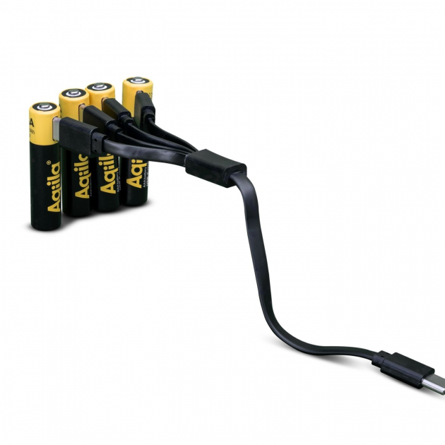 Aqiila Genopladelige AAA-Batterier USB-C 4 stk