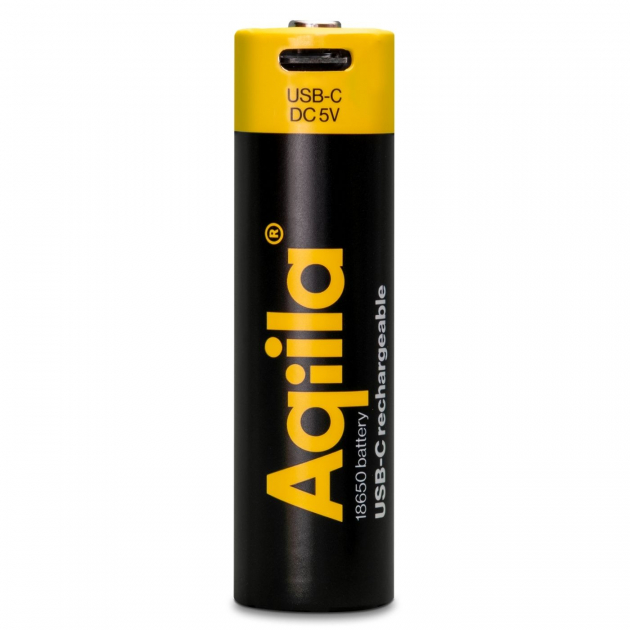 Aqiila Genopladeligt 18650-Batteri USB-C