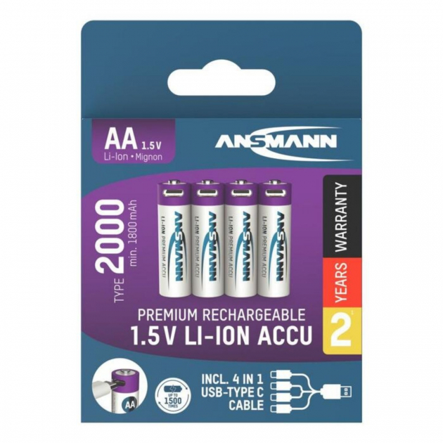 Ansmann Genopladelige Batterier AA 4-pak