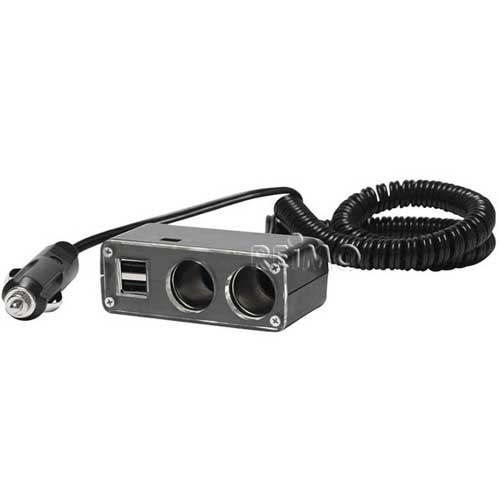 Stik med 2 stk./12 V og 2 stk./USB i gruppen Campingvogn og autocamper / El - Elektronik / Kontakter&strøm ind / ud / USB - Stik hos Campmarket (65321)