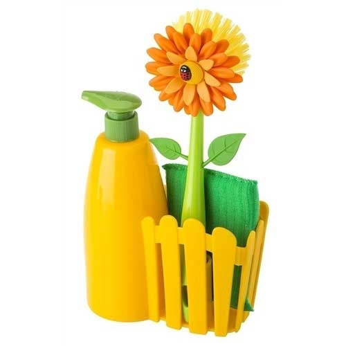 Opvaskesæt Flower Power med 3 dele Orange i gruppen Husholdning & Køkken / Vask Rengøring & Opvask / Opvaskebørster hos Campmarket (67312)