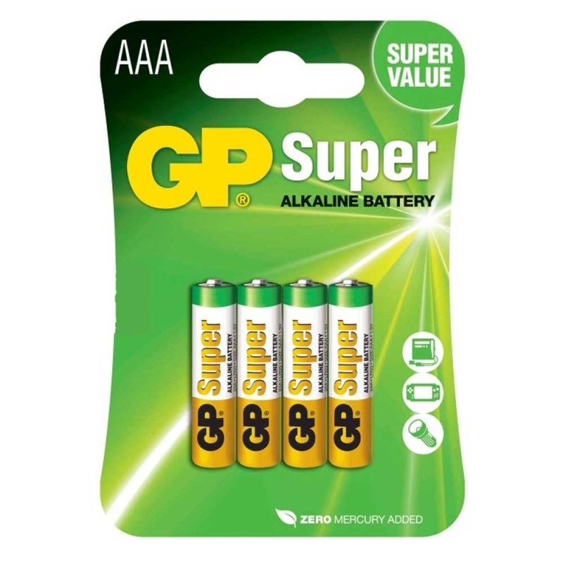 GP Batteri LR03/AAA Super 4-pak i gruppen Campingvogn og autocamper / El - Elektronik / Batterier & Omformere / Batterier hos Campmarket (67695)