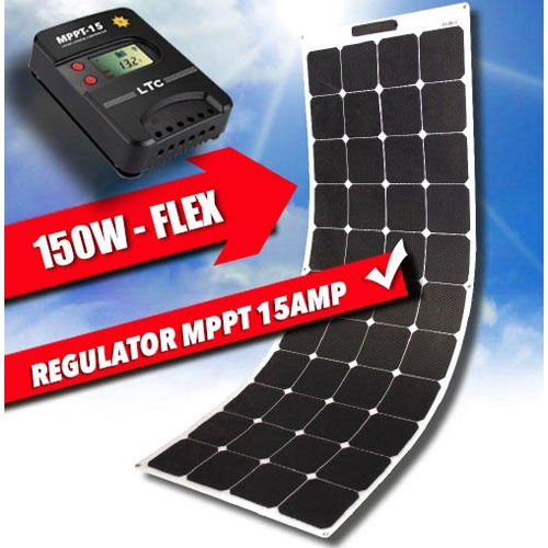 LTC Solcelle Flat Line 150W Inkl. MPPT-regulator i gruppen Campingvogn og autocamper / El - Elektronik / Solpaneler hos Campmarket (68214)