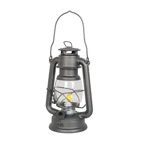 Storm lanterne i grå med LED-flammelys i gruppen Hjem og indretning / Belysning & Lygter hos Campmarket (70115)