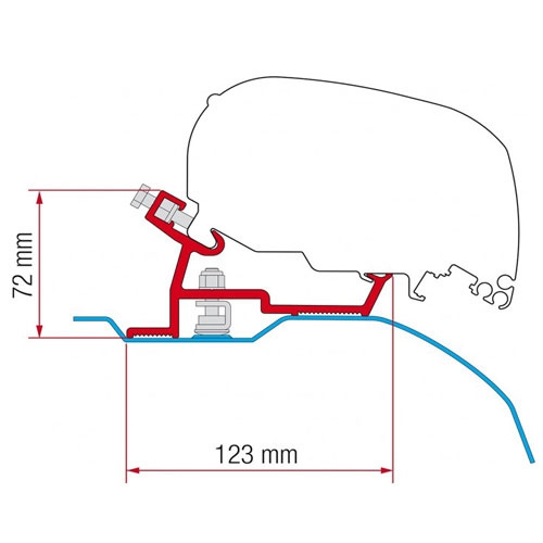 Fiamma adapter F80 Ducato/Jumper/Boxer H2L4 2006- i gruppen Campingvogn og autocamper / van og Autocamper / Markiser / Markise adapter / Fiamma / F65/F80-Ducato/Jumper/Boxer hos Campmarket (71184)