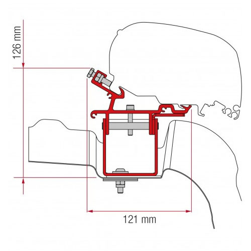 Fiamma Adapter F65/F80 VW-Crafter uden tagbøjle H3L3 <2017 i gruppen Campingvogn og autocamper / van og Autocamper / Markiser / Markise adapter / Fiamma / F65/F80-Crafter/Sprinter hos Campmarket (71187)