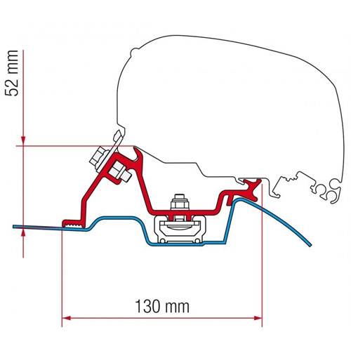 Fiamma Adapter F65/F80 Sprinter med tagbøjle 2006- i gruppen Campingvogn og autocamper / van og Autocamper / Markiser / Markise adapter / Fiamma / F65/F80-Crafter/Sprinter hos Campmarket (71189)