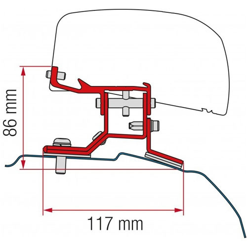 Fiamma adapter F40 Ford Custom L1 2012- i gruppen Campingvogn og autocamper / van og Autocamper / Markiser / Markise adapter / Fiamma / F35 / F40-Andre køretøjer hos Campmarket (71191)