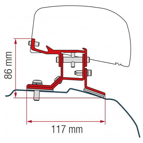 Fiamma adapter F40 Ford Custom L2 2012- i gruppen Campingvogn og autocamper / van og Autocamper / Markiser / Markise adapter / Fiamma / F35 / F40-Andre køretøjer hos Campmarket (71192)