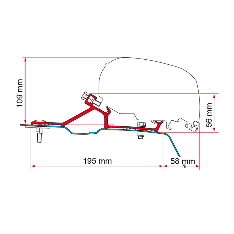 Fiamma Adapter F65/80 Master/Movano/NV400 H2-L2/L3 2010- i gruppen Campingvogn og autocamper / van og Autocamper / Markiser / Markise adapter / Fiamma / F65/F80-Master/Movano hos Campmarket (72450)