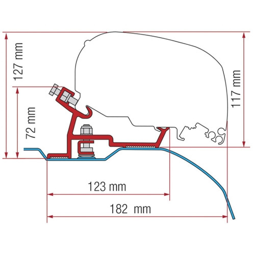 Fiamma Adapter Fiat H2-L2/L3 F65S/F80S i gruppen Campingvogn og autocamper / van og Autocamper / Markiser / Markise adapter / Fiamma / F65/F80-Ducato/Jumper/Boxer hos Campmarket (73380)