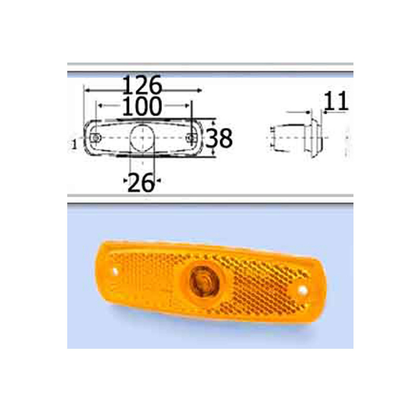 Sidemarkeringslygte 126 x 38 mm i gruppen Campingvogn og autocamper / El - Elektronik / Trafik- og udvendig belysning / Sidemarkeringslys hos Campmarket (74114)