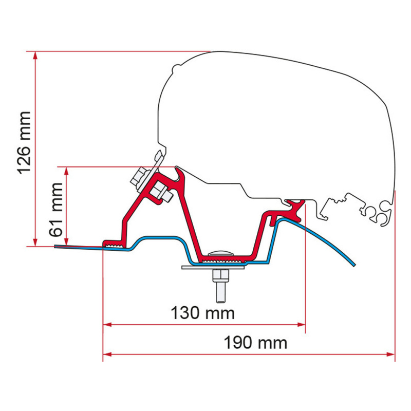 Fiamma Adapter F65/F80 Crafter/Sprinter 2006-2016 High Roof i gruppen Campingvogn og autocamper / van og Autocamper / Markiser / Markise adapter / Fiamma / F65/F80-Crafter/Sprinter hos Campmarket (76859)