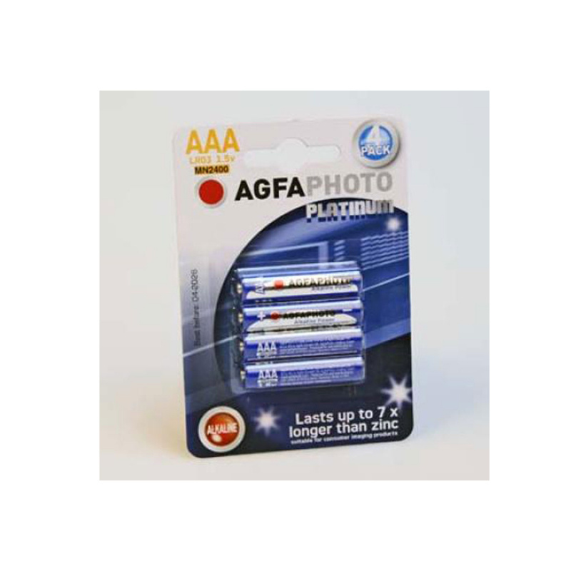 Batteri AAA 1,5v 4 stk Agfa/Alkaline i gruppen Campingvogn og autocamper / El - Elektronik / Batterier & Omformere / Batterier hos Campmarket (77369)