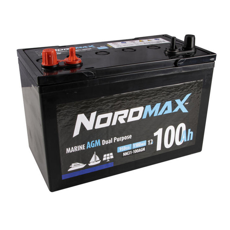 Nordmax Marine Fritidsbatteri 100Ah AGM i gruppen Campingvogn og autocamper / El - Elektronik / Batterier & Omformere / Batterier hos Campmarket (81429)