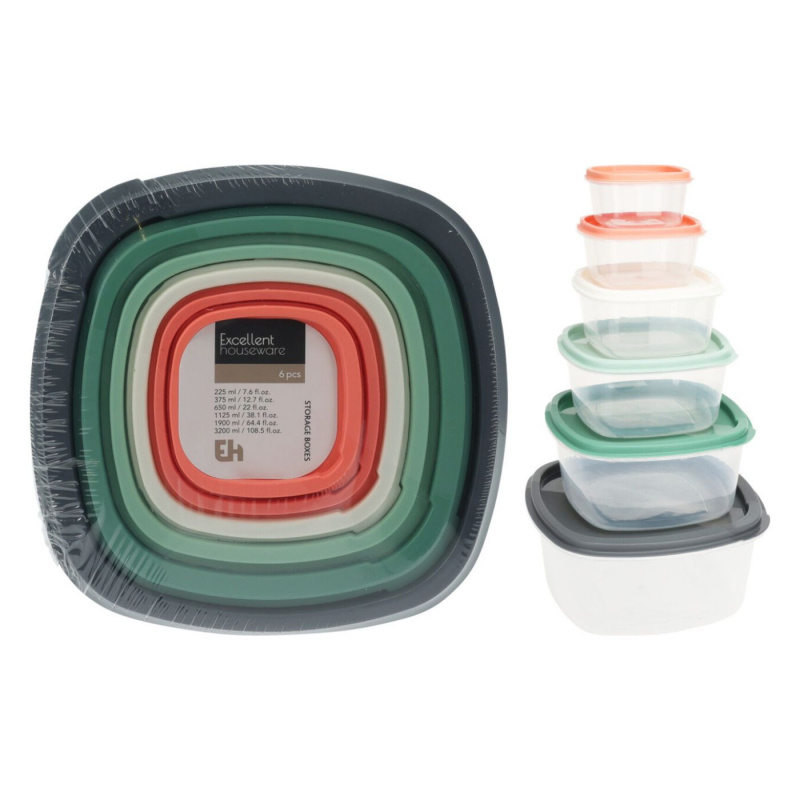 Opbevaringsbokse med Låg 6-Pack i gruppen Husholdning & Køkken / Køkkentilbehør / Opbevaring af mad hos Campmarket (81654)