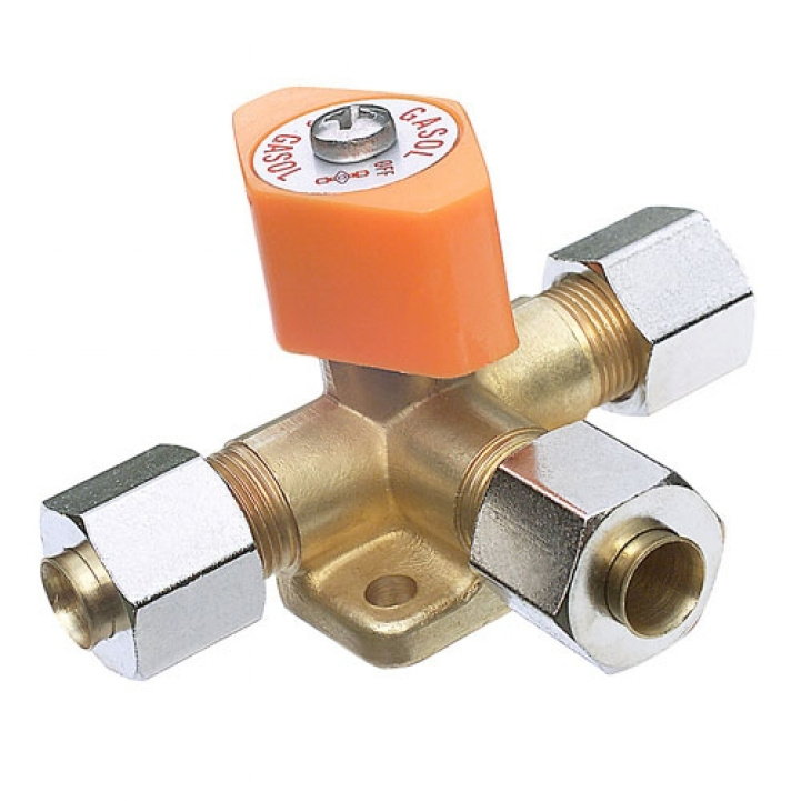 Lukkeventil T-kobling 8/8 mm i gruppen Campingvogn og autocamper / Gas & tilbehør / Gasventiler hos Campmarket (65715)