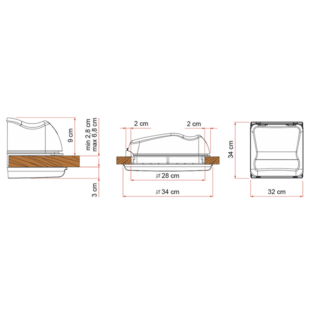 Fiamma Vent F Pro 28x28 Hvid i gruppen Campingvogn og autocamper / Karosseri / Tag Luger / Tagluger 28*28cm hos Campmarket (65741)