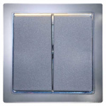 Afbryder 12V dobbelt grå krom Afbryder 12V dobbelt grå krom