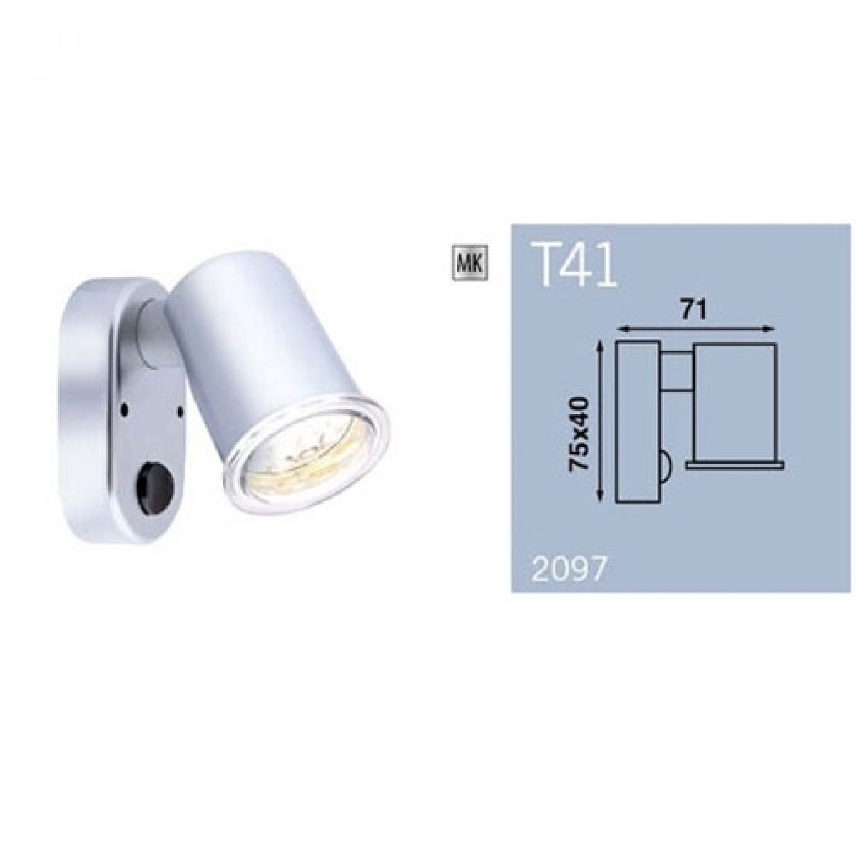 Spot T41 Walli Mat Krom 12V i gruppen Campingvogn og autocamper / El - Elektronik / Indvendig belysning / Spotlights hos Campmarket (66928)