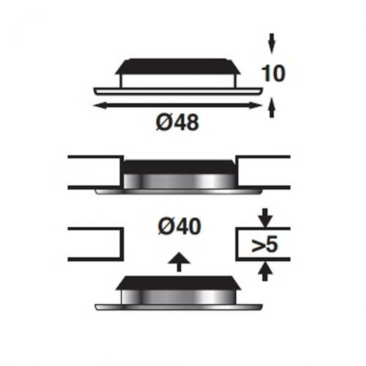 LED-spot Vega 48 rund 12V i gruppen Campingvogn og autocamper / El - Elektronik / Indvendig belysning / Spotlight forsænket hos Campmarket (66932)