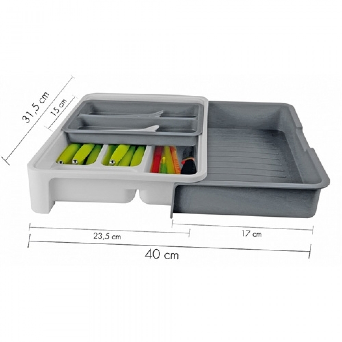 Bestikskuffe Justerbar grå / hvid i gruppen Husholdning & Køkken / Servering / Opbevaring af bestik hos Campmarket (67593)