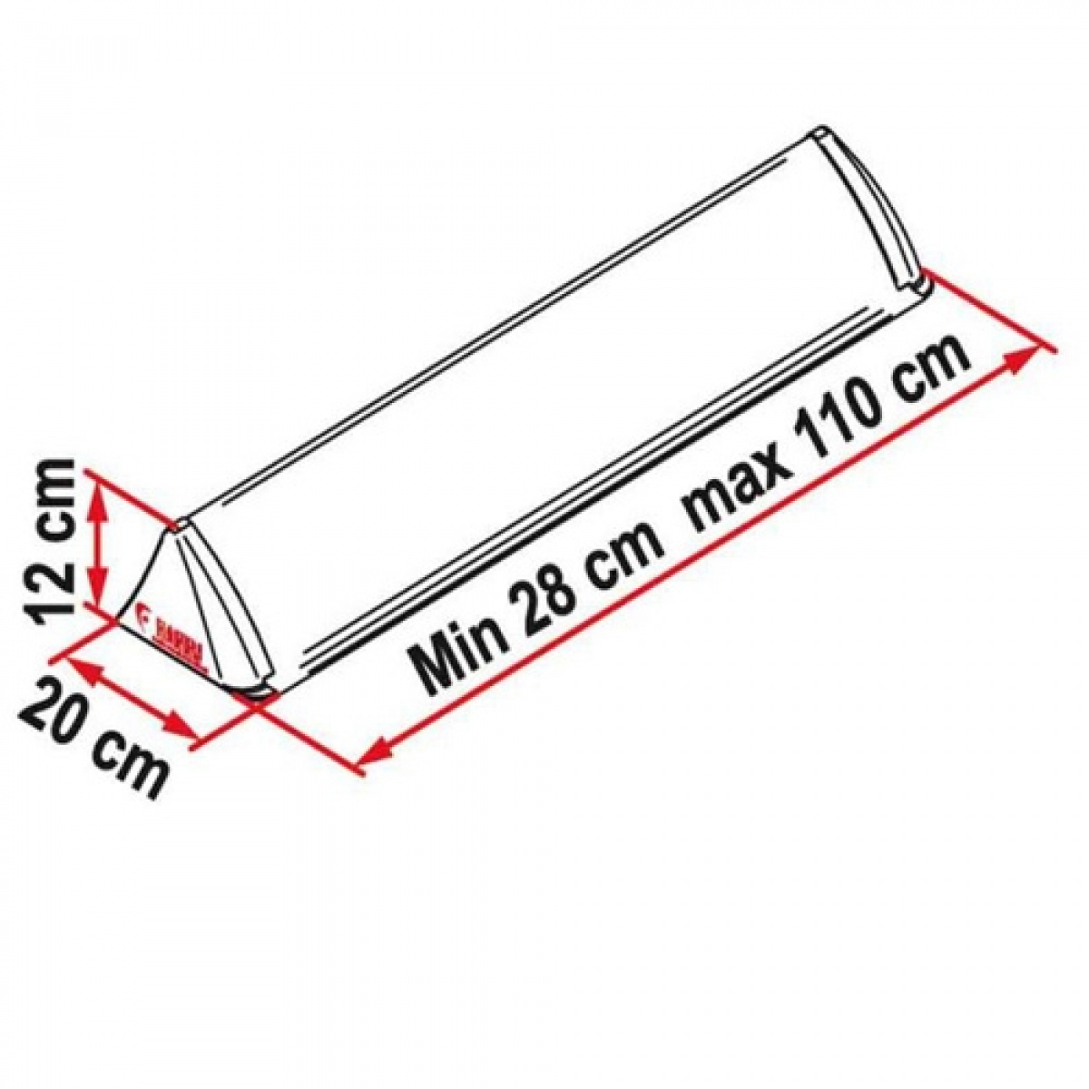 Spoiler til tagluge fra 26-110 cm, hvid i gruppen Campingvogn og autocamper / Karosseri / Tag Luger / Tilbehør til tagluger hos Campmarket (67623)