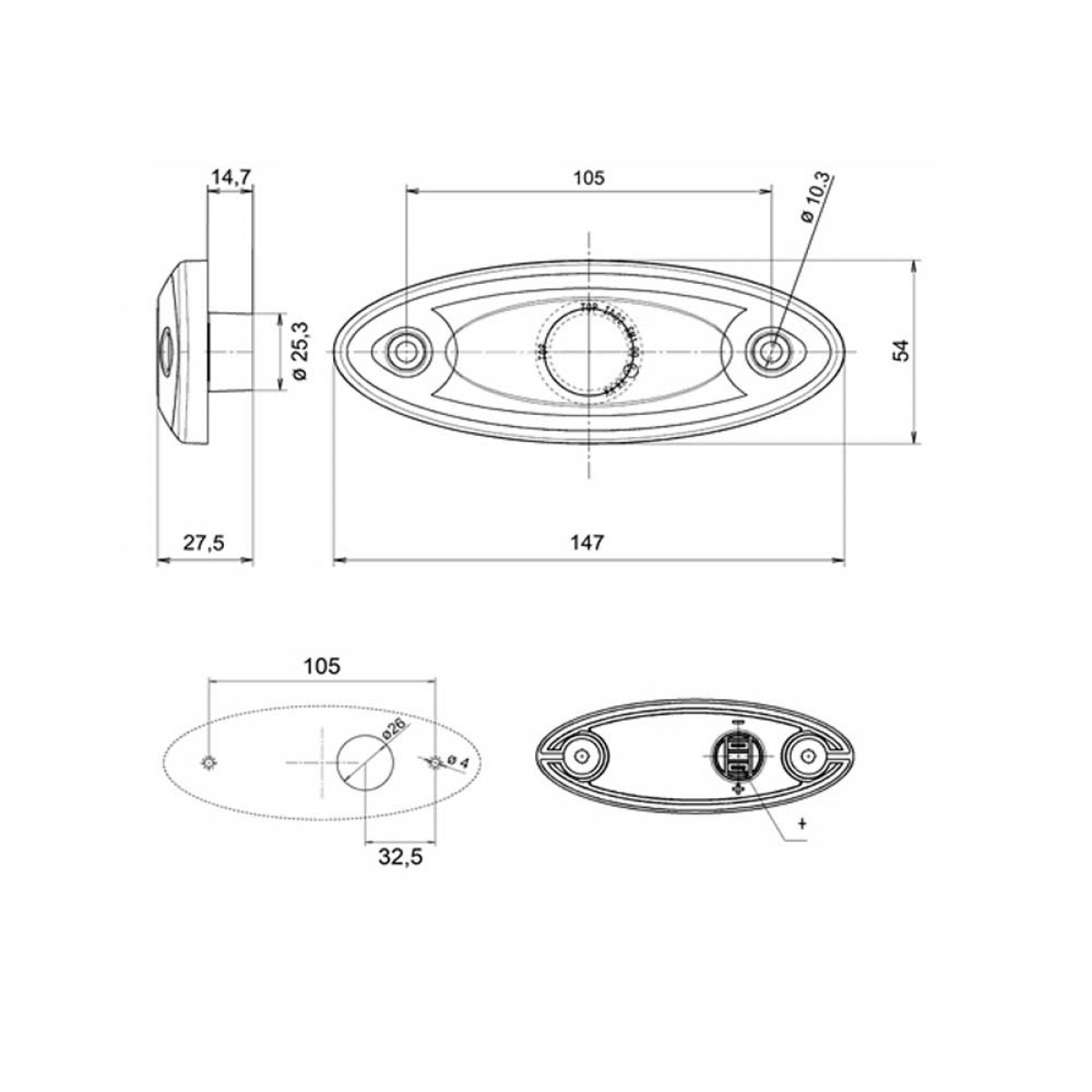 Sidemarkeringslys LED med hvid ramme i gruppen Campingvogn og autocamper / El - Elektronik / Trafik- og udvendig belysning / Sidemarkeringslys hos Campmarket (67999)