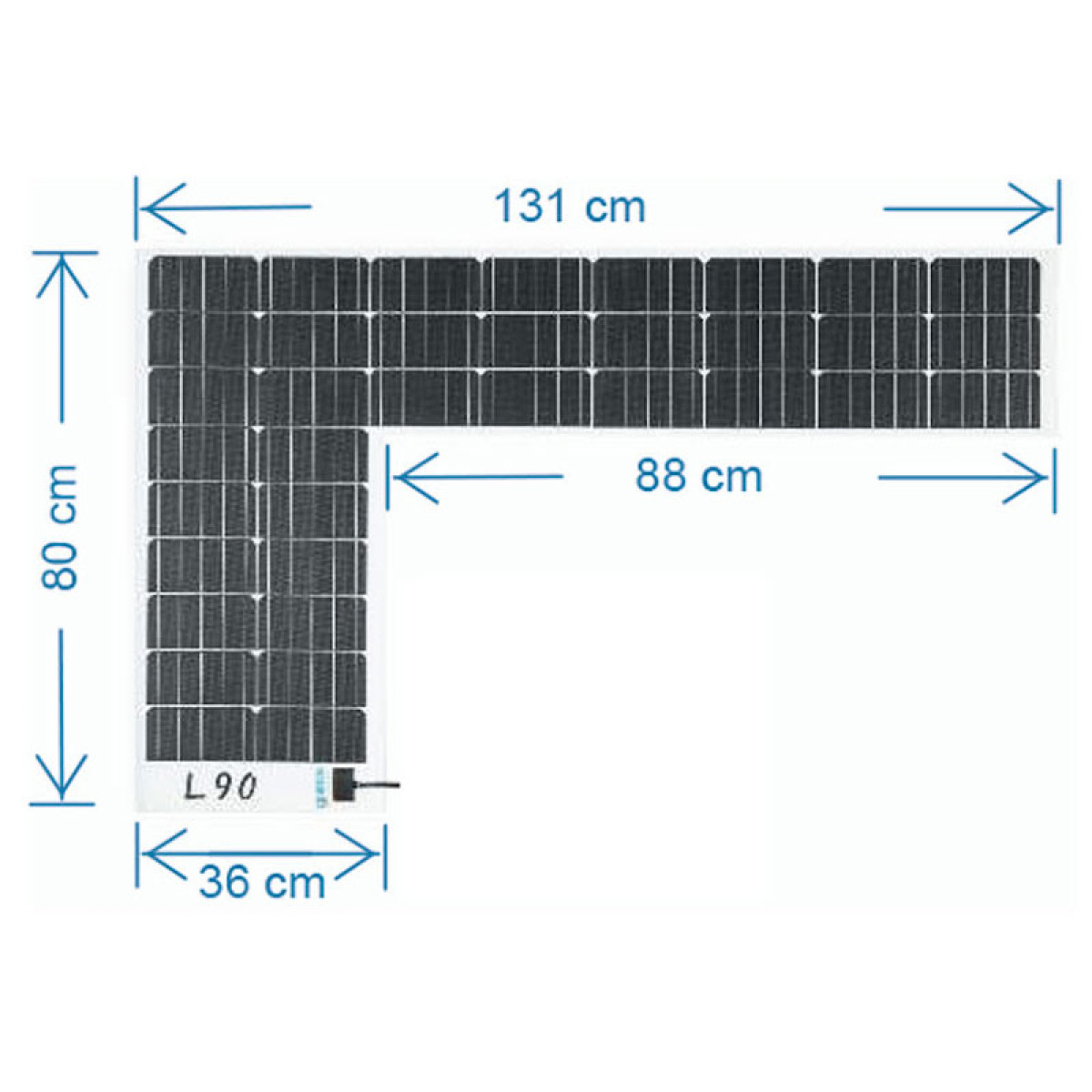 Moscatelli Solpanel Ducato 90W L-Shaped 1310x800 mm i gruppen Campingvogn og autocamper / El - Elektronik / Solpaneler hos Campmarket (70135)