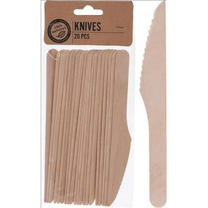Eco engangsbestik kniv, pakke med 20 stk., træ i gruppen Husholdning & Køkken / Servering / Engangsartikler hos Campmarket (70177)
