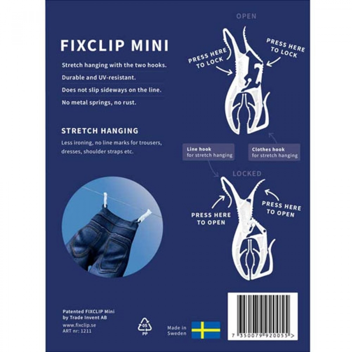 Fixclip Mini, pakke med 16 stk. i gruppen Husholdning & Køkken / Vask Rengøring & Opvask / Tørrestativer hos Campmarket (70413)