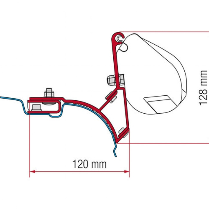 Fiamma Adapter F35 VW T5/T6 MultivanTransporter 2003- i gruppen Campingvogn og autocamper / van og Autocamper / Markiser / Markise adapter / Fiamma / F35 / F40-Andre køretøjer hos Campmarket (72372)