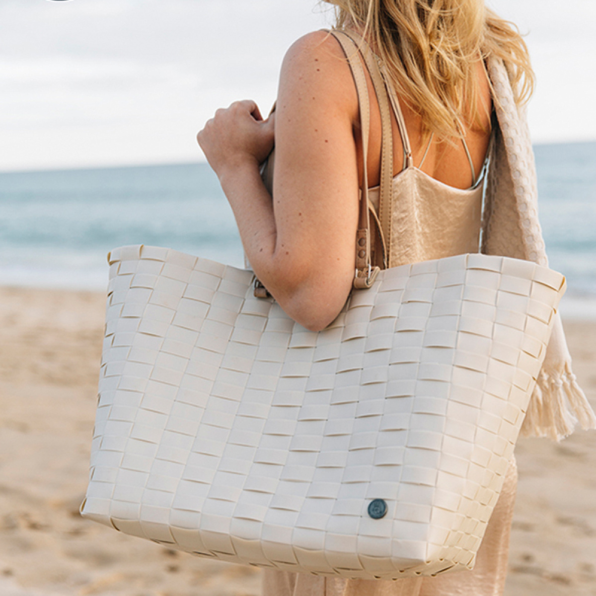 Strandtaske Go. Cream white. i gruppen Hjem og indretning / Tøj & Tilbehør / Tasker & Tilbehør hos Campmarket (73788)