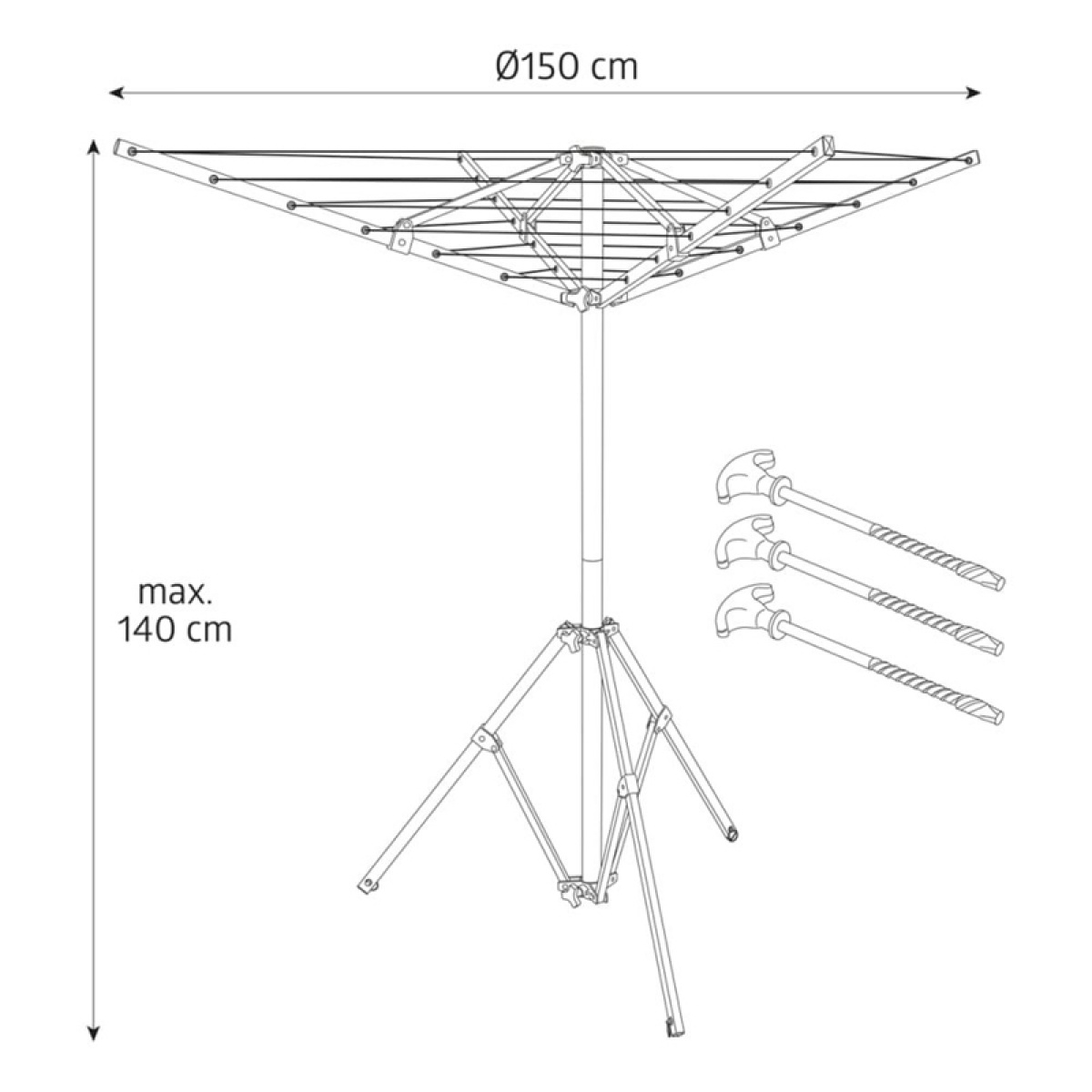 Campout Tørrestativ med fod inkl. 3 klemmer i gruppen Husholdning & Køkken / Vask Rengøring & Opvask / Tørrestativer hos Campmarket (76689)