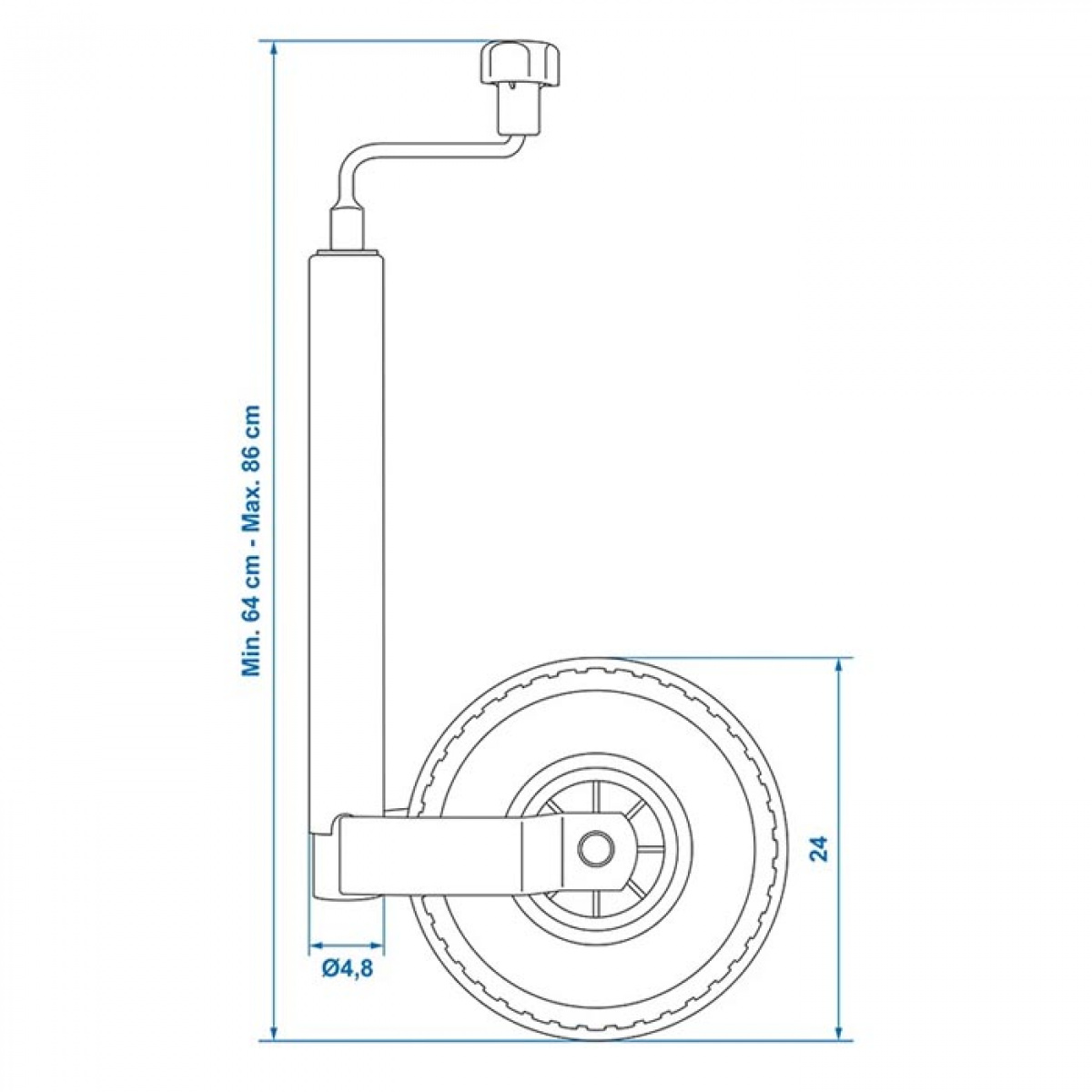 Proplus Støttehjul 48mm plastfælge med luftdæk 260x85mm i gruppen Campingvogn og autocamper / Chassis / StøtteHjul hos Campmarket (78344)