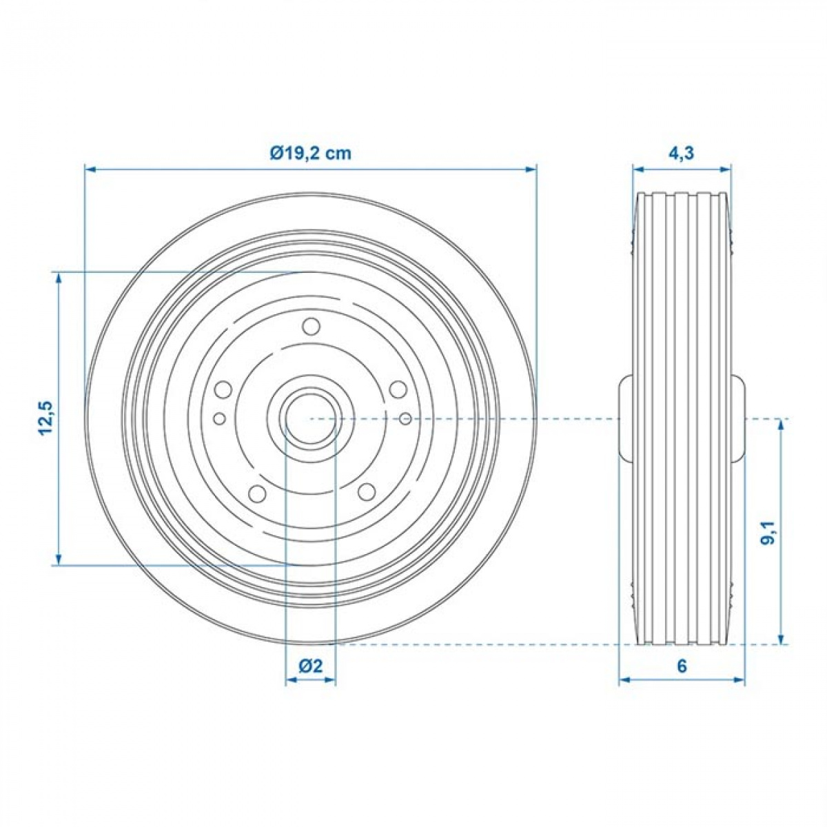 Proplus Reservehjul metalfælge med solidt gummidæk 200x50mm i gruppen Campingvogn og autocamper / Chassis / StøtteHjul hos Campmarket (78348)