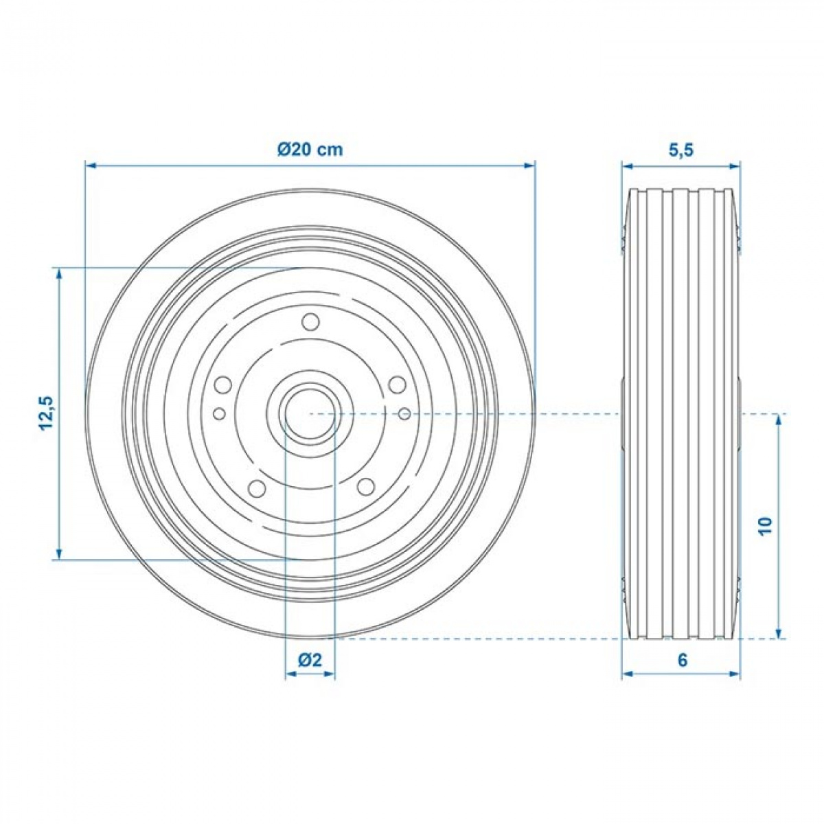 Proplus Reservehjul metalfælg med massivt gummidæk 200 x 60 mm i gruppen Campingvogn og autocamper / Chassis / StøtteHjul hos Campmarket (78349)