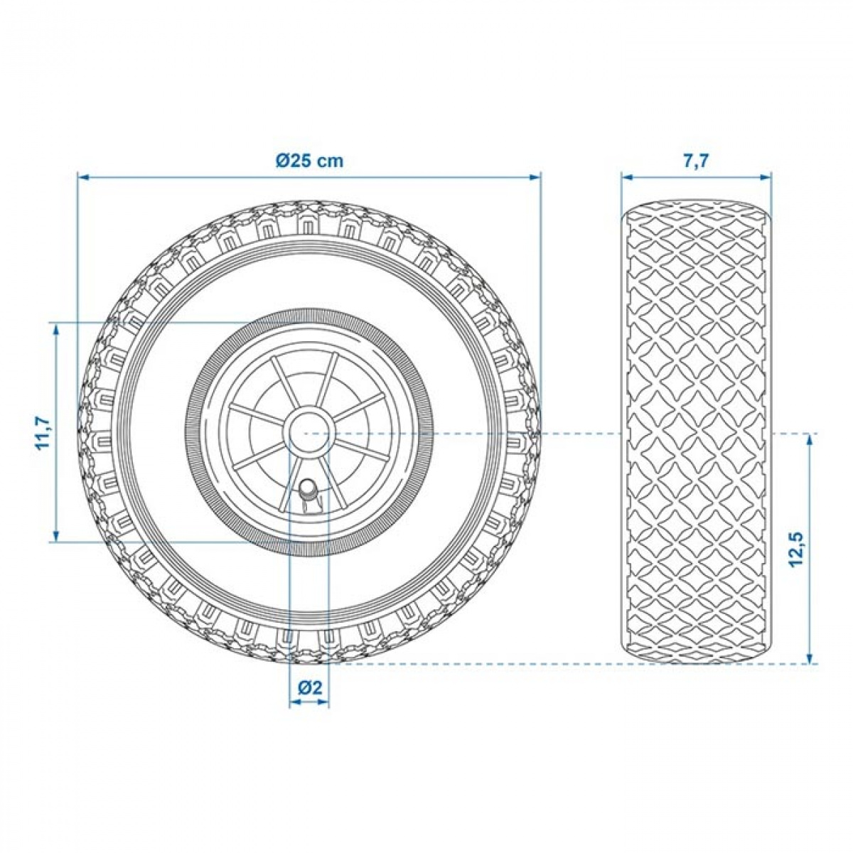 Proplus Reservehjul plastfælge med luftdæk 260x85mm i gruppen Campingvogn og autocamper / Chassis / StøtteHjul hos Campmarket (78350)