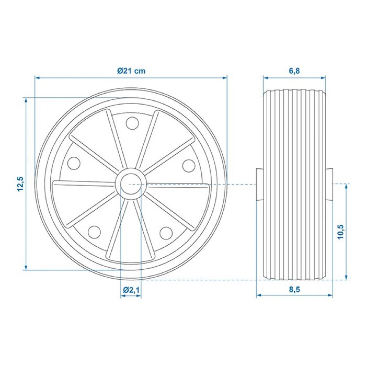 Proplus Reservehjul plastfælge med solidt gummidæk 220x70mm i gruppen Campingvogn og autocamper / Chassis / StøtteHjul hos Campmarket (78351)