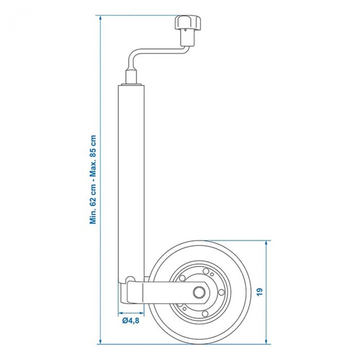 Proplus Støttehjul 48mm metalfælge med solidt gummidæk 200x50mm i gruppen Campingvogn og autocamper / Chassis / Støtteben hos Campmarket (78448)