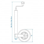 Proplus Støttehjul 48mm metalfælge med solidt gummidæk 200x50mm Proplus Støttehjul 48mm metalfælge med solidt gummidæk 200x50mm