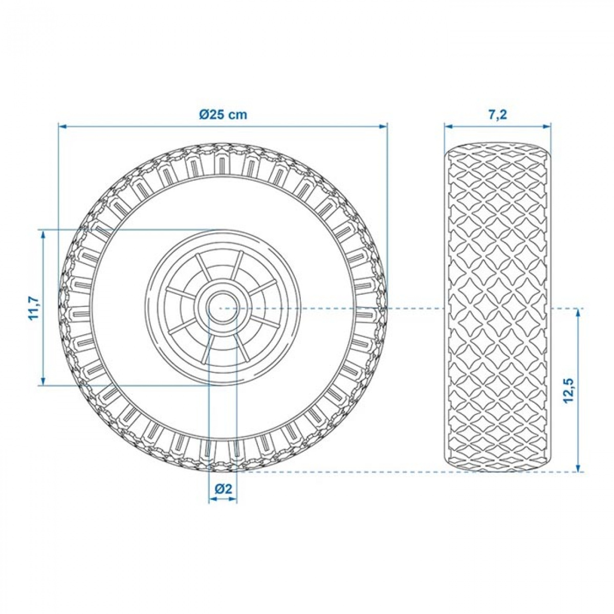 Proplus Næsehjul plastfælg med PU-dæk 260x85 mm i gruppen Campingvogn og autocamper / Chassis / StøtteHjul hos Campmarket (78452)