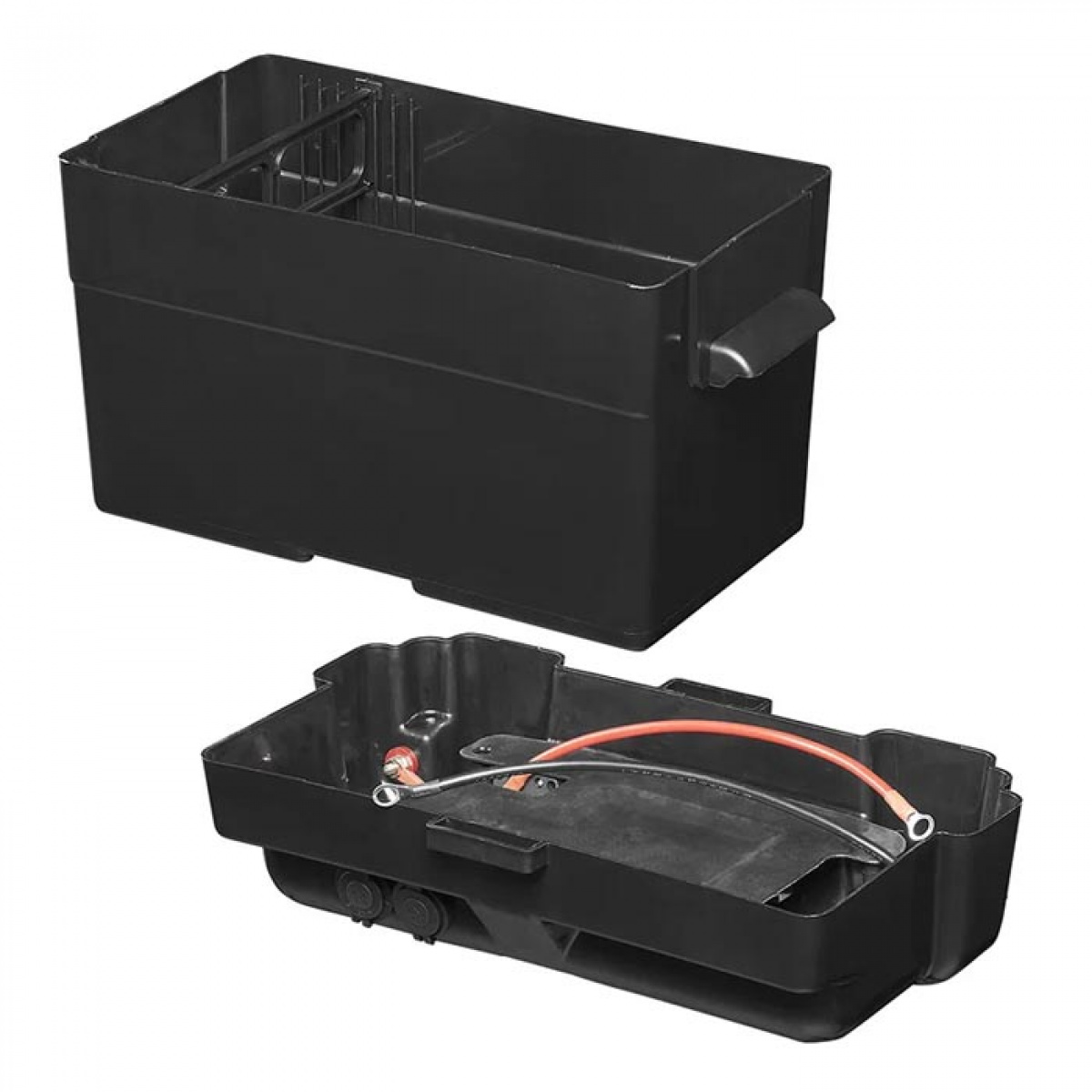 Proplus Batterikasse 35x18x20 cm, 2 x USB - 1 x 12V-stik - voltmeter i gruppen Campingvogn og autocamper / El - Elektronik / Batterier & Omformere hos Campmarket (78466)